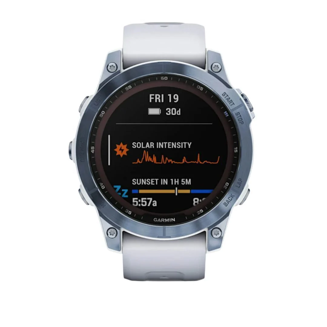 Garmin fenix 7 Sapphire Solar 47mm GPS Watch (Mineral Blue Titanium with Whitestone Band) - Image 2