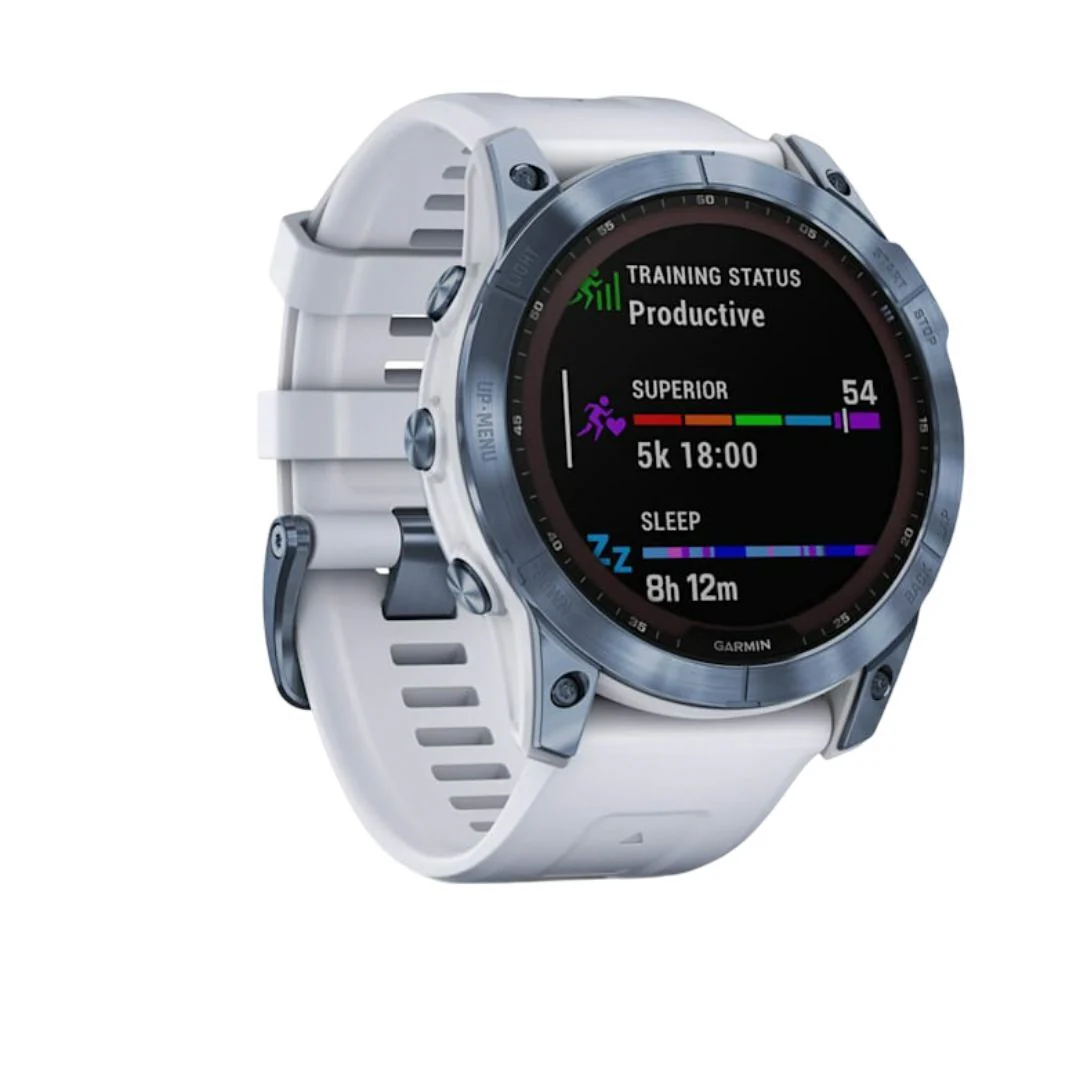 Garmin fenix 7X Sapphire Solar 51mm GPS Watch (Mineral Blue Titanium with Whitestone Band) - Image 3