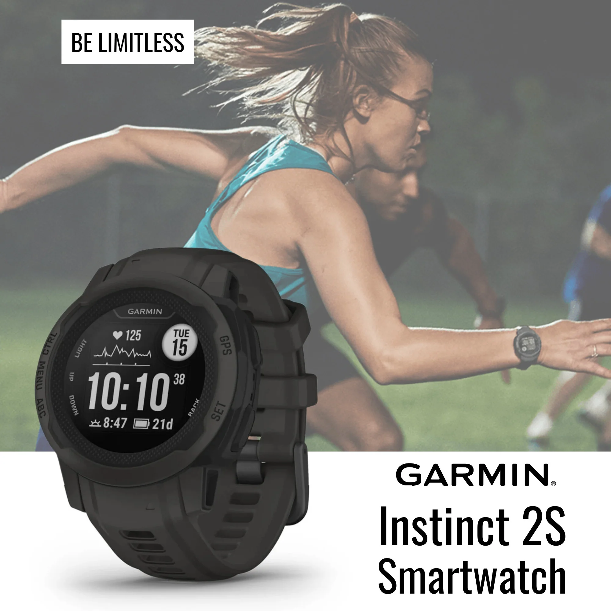 Garmin Instinct 2S GPS Smartwatch (Graphite) with Charger Stand and Port Protectors (9-Pack) Bundle - Image 2