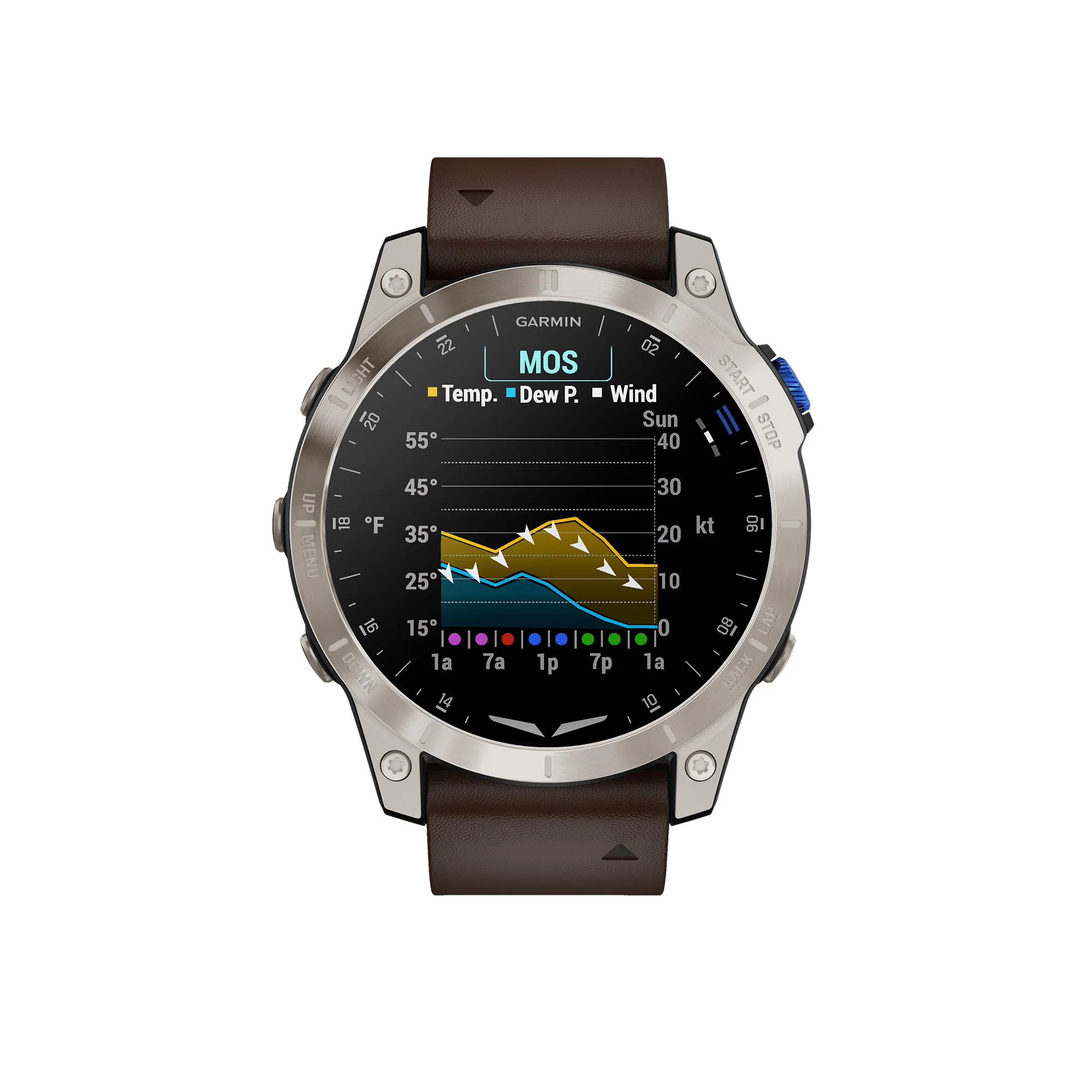 Garmin D2 Mach 1 Aviator Smartwatch with Oxford Brown Leather Band - Image 2