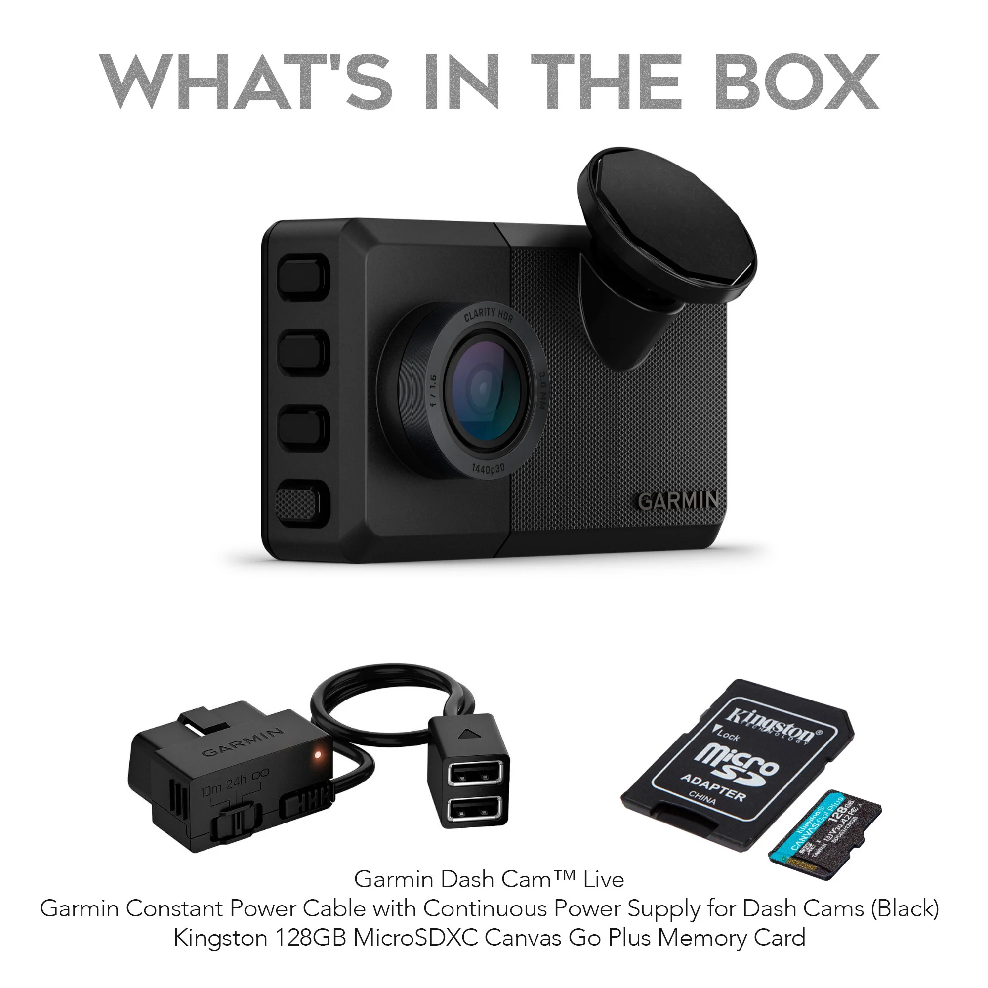 Garmin Dash Cam™ Live Bundle with Constant Power Cable and 128GB MicroSDXC Card - Image 6