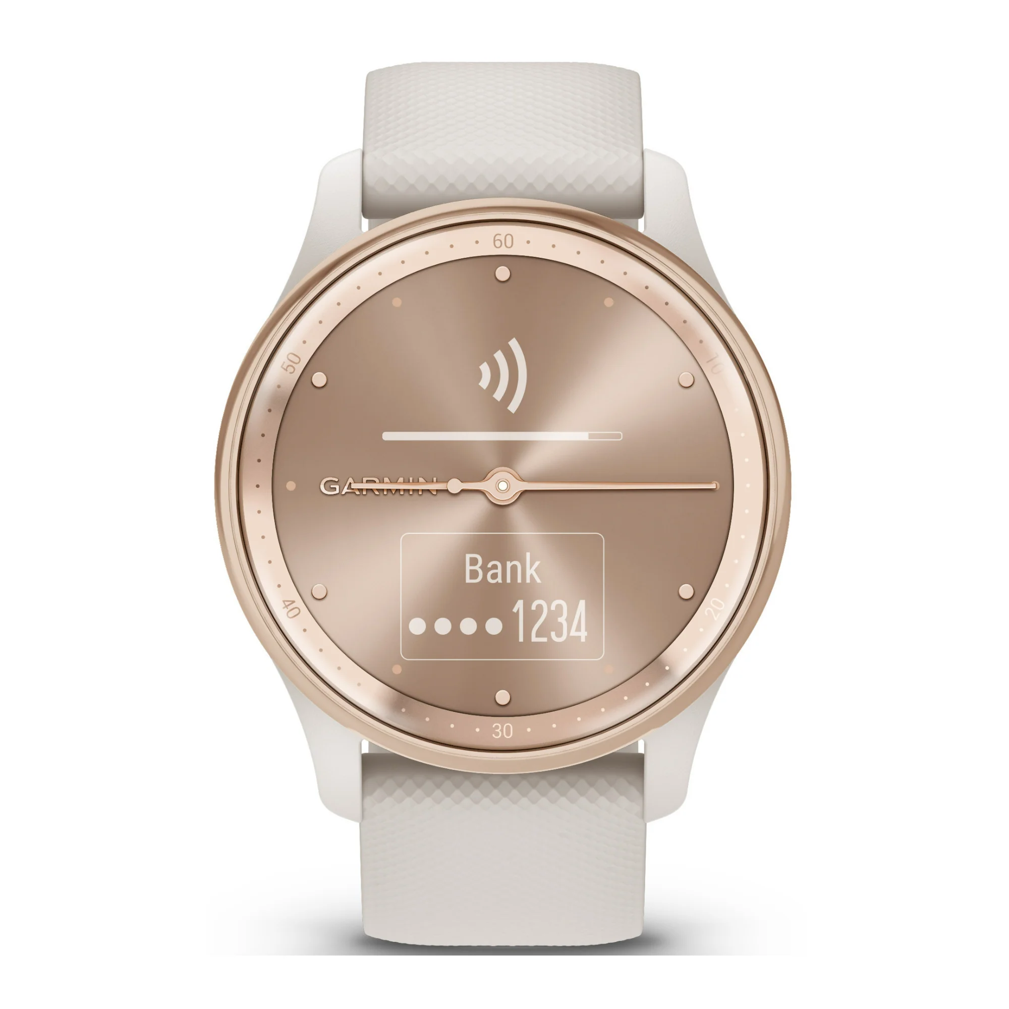 Garmin Vívomove Trend Hybrid Smartwatch with Silicon Band (Peach Gold Stainless Steel Bezel) - Image 2