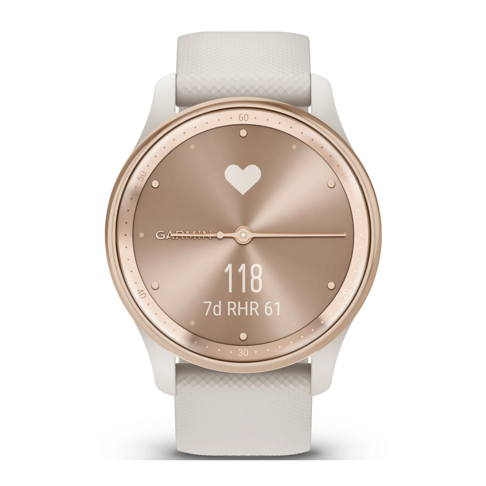 Garmin Vívomove Trend Hybrid Smartwatch with Silicon Band (Peach Gold Stainless Steel Bezel) - Image 3