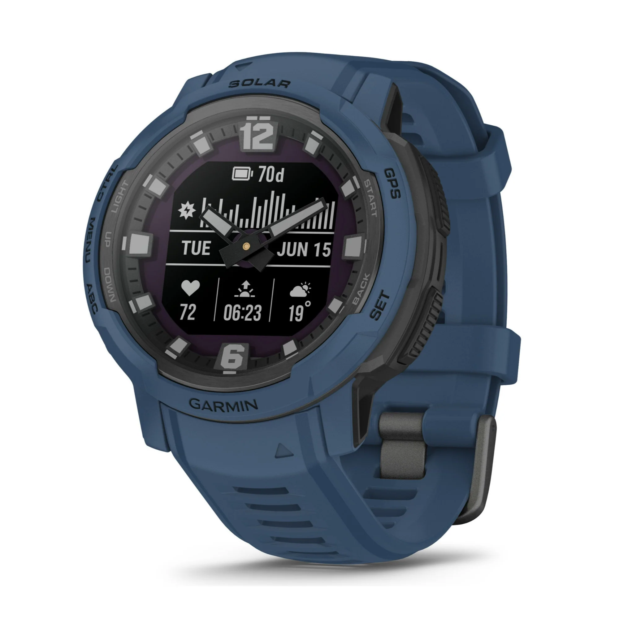 Garmin Instinct Crossover Solar Standard Edition Hybrid Smartwatch (Tidal Blue) (Used) - Image 2