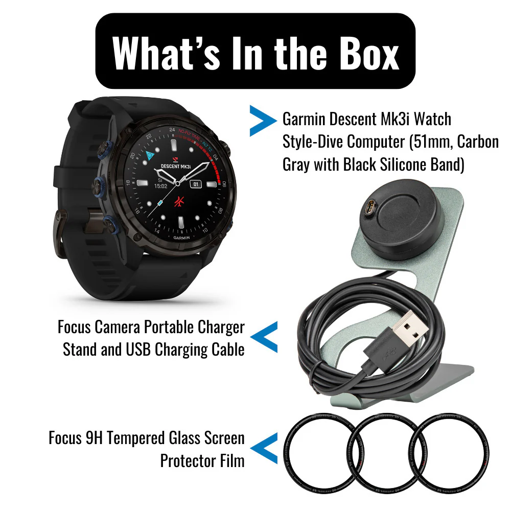 Garmin Descent Mk3i Watch-Style 51mm Dive Computer (Carbon Gray, Black Band) Bundle - Image 7