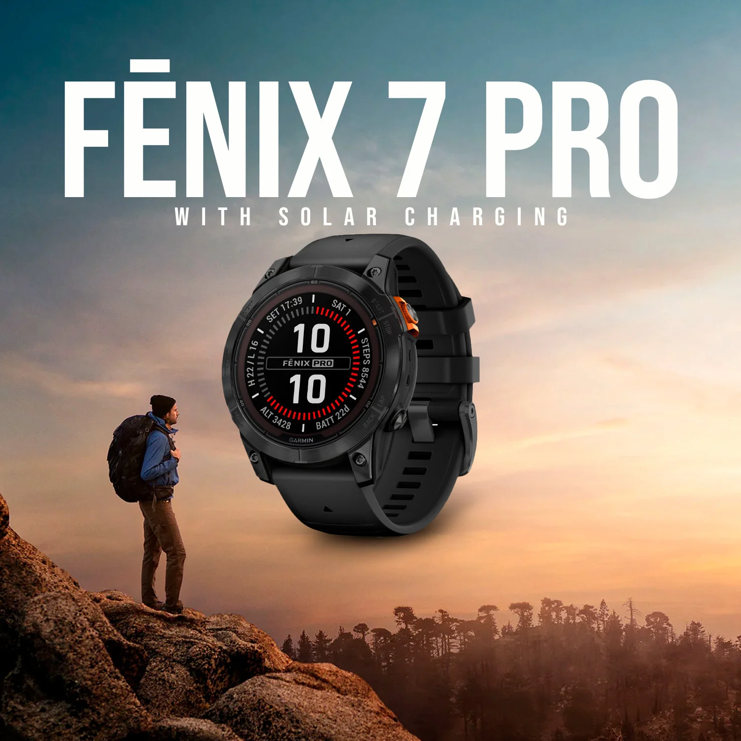 Garmin fenix 7 Pro Solar Edition Multisport GPS Smartwatch (Slate Gray, Black Band) Bundle - Image 2