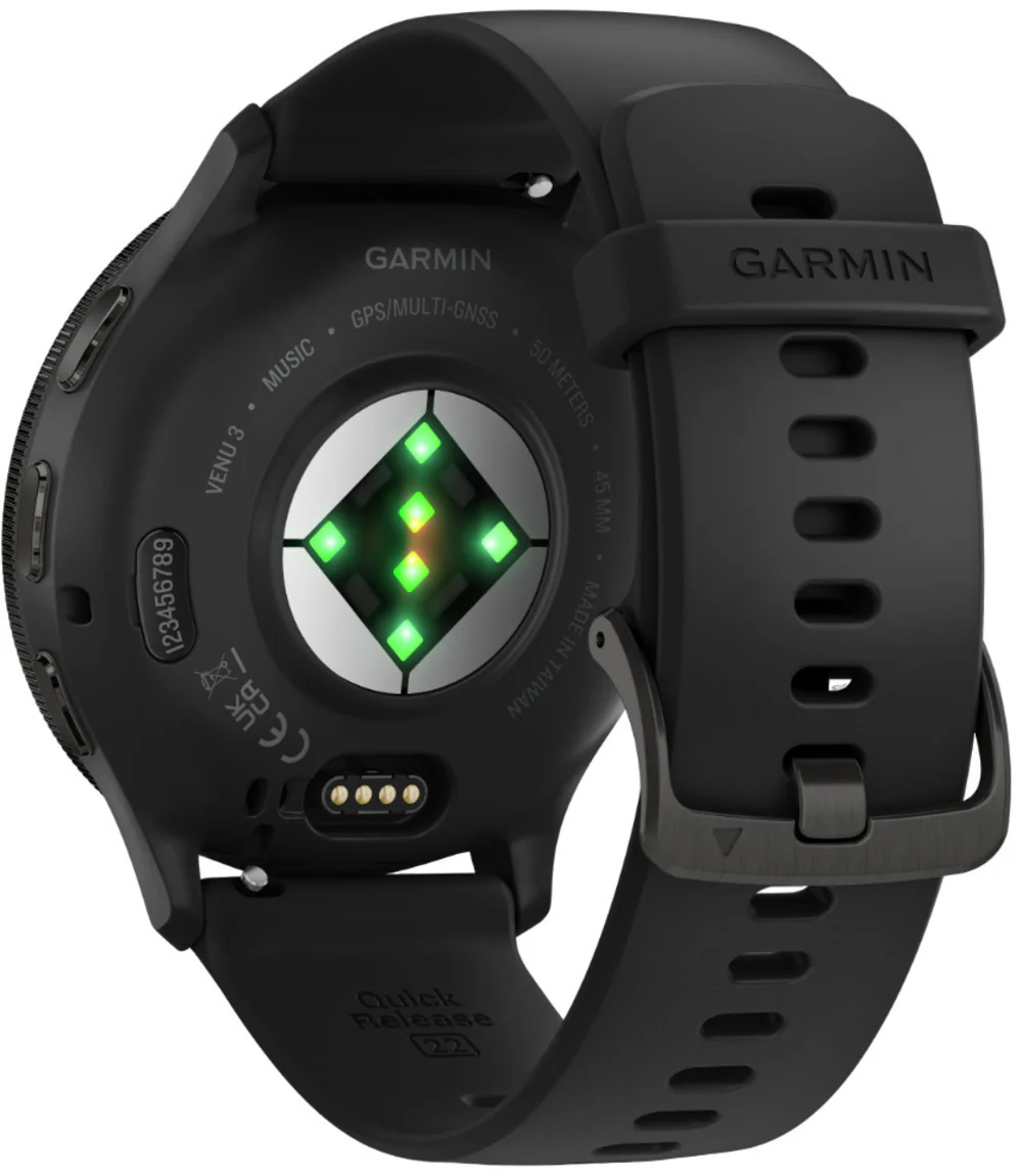 Garmin Venu 3 Slate Stainless Steel Bezel Smart Watch with 45mm Black Case and Silicone Band - Image 7