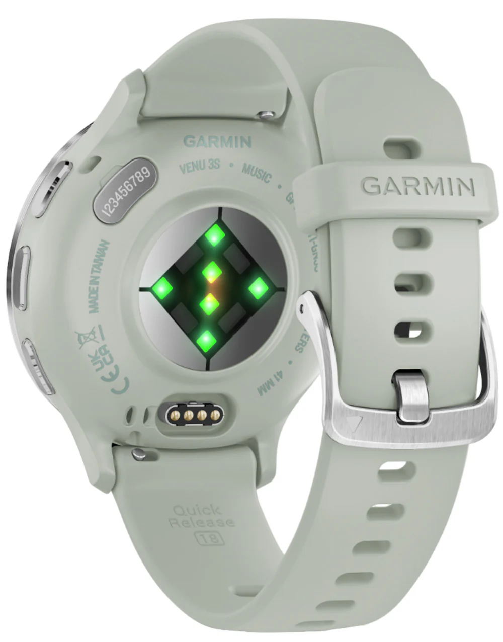 Garmin Venu 3S Silver Stainless Steel Bezel Smart Watch with 41mm Sage Gray Case and Silicone Band - Image 7