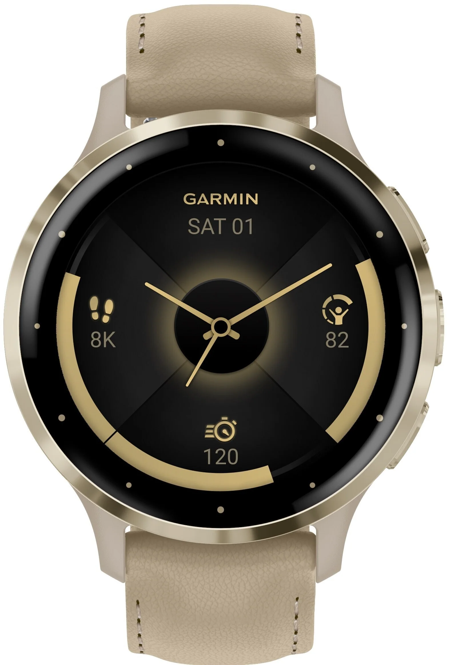 Garmin Venu 3S Soft Gold SS Bezel Smart Watch with 41mm French Gray Case and Silicone Band - Image 3