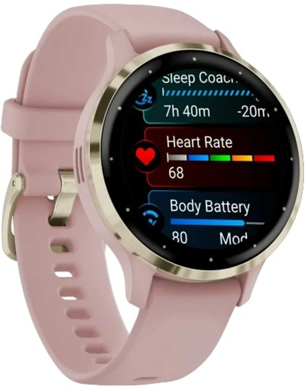 Garmin Venu 3S Soft Gold SS Bezel Smart Watch with 41mm Dust Rose Case and Silicone Band - Image 5