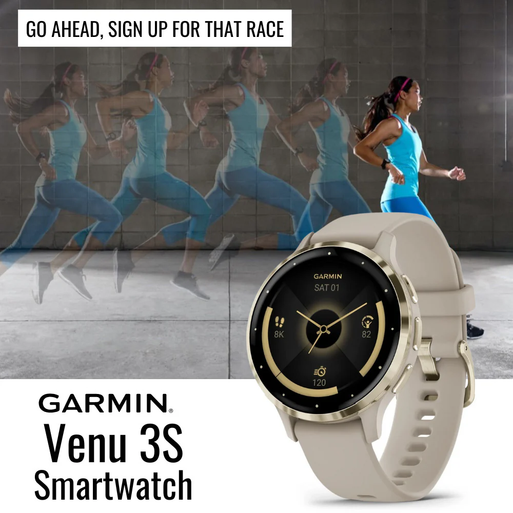 Garmin Venu 3S Soft Gold Stainless Steel Bezel Smartwatch with Ivory Case and Silicone Band Bundle - Image 2