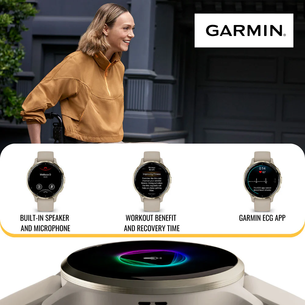 Garmin Venu 3S Soft Gold Stainless Steel Bezel Smartwatch with Ivory Case and Silicone Band Bundle - Image 5