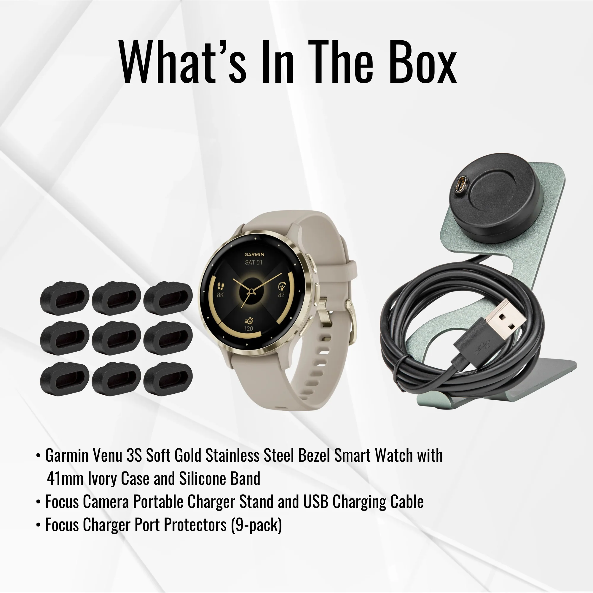 Garmin Venu 3S Soft Gold Stainless Steel Bezel Smartwatch with Ivory Case and Silicone Band Bundle - Image 7