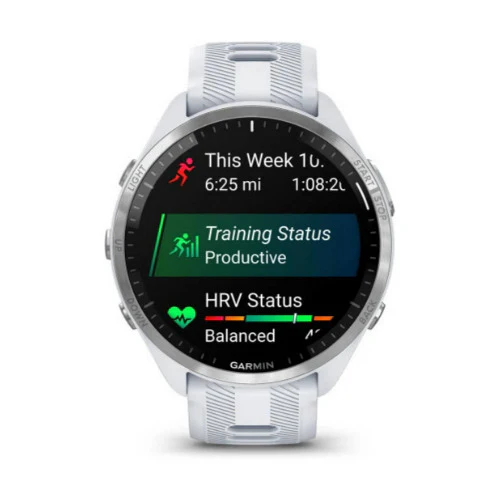Garmin Forerunner 965 GPS Running Smartwatch (White) with Charger Stand and Port Protection Plugs - Image 5