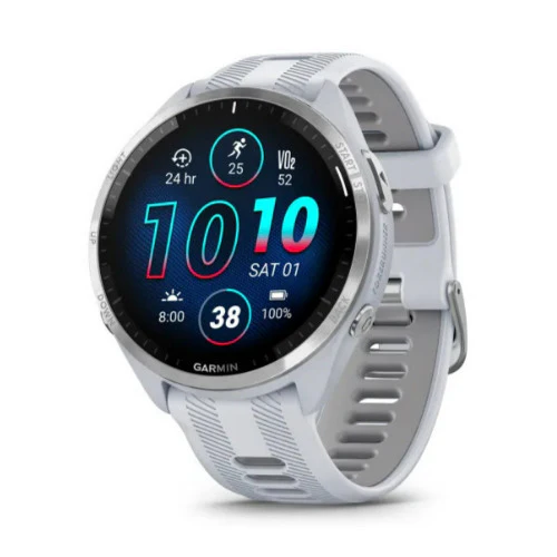 Garmin Forerunner 965 GPS Running Smartwatch (White) with Charger Stand and Port Protection Plugs - Image 7