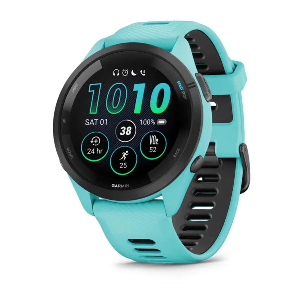 Garmin Forerunner 265 Black Bezel and Aqua Case Smartwatch (Aqua/Black) - Image 2