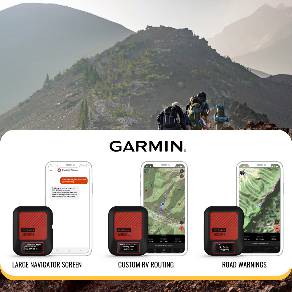 Garmin inReach Messenger Plus SOS Satellite Communicator with Tracback Routing (Black-Red) Bundle - Image 6