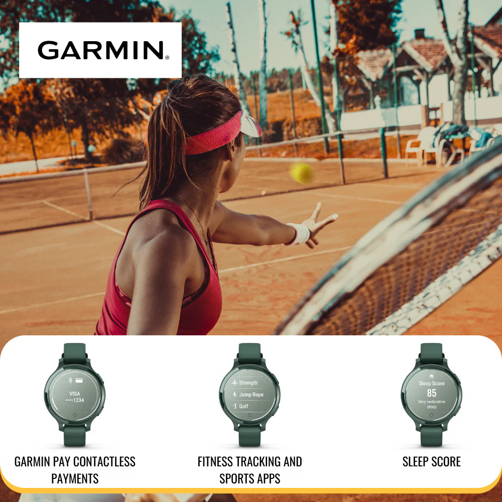 Garmin Lily 2 Active GPS Smartwatch (Silver and Purple Jasmine) with Charger Stand Bundle - Image 5