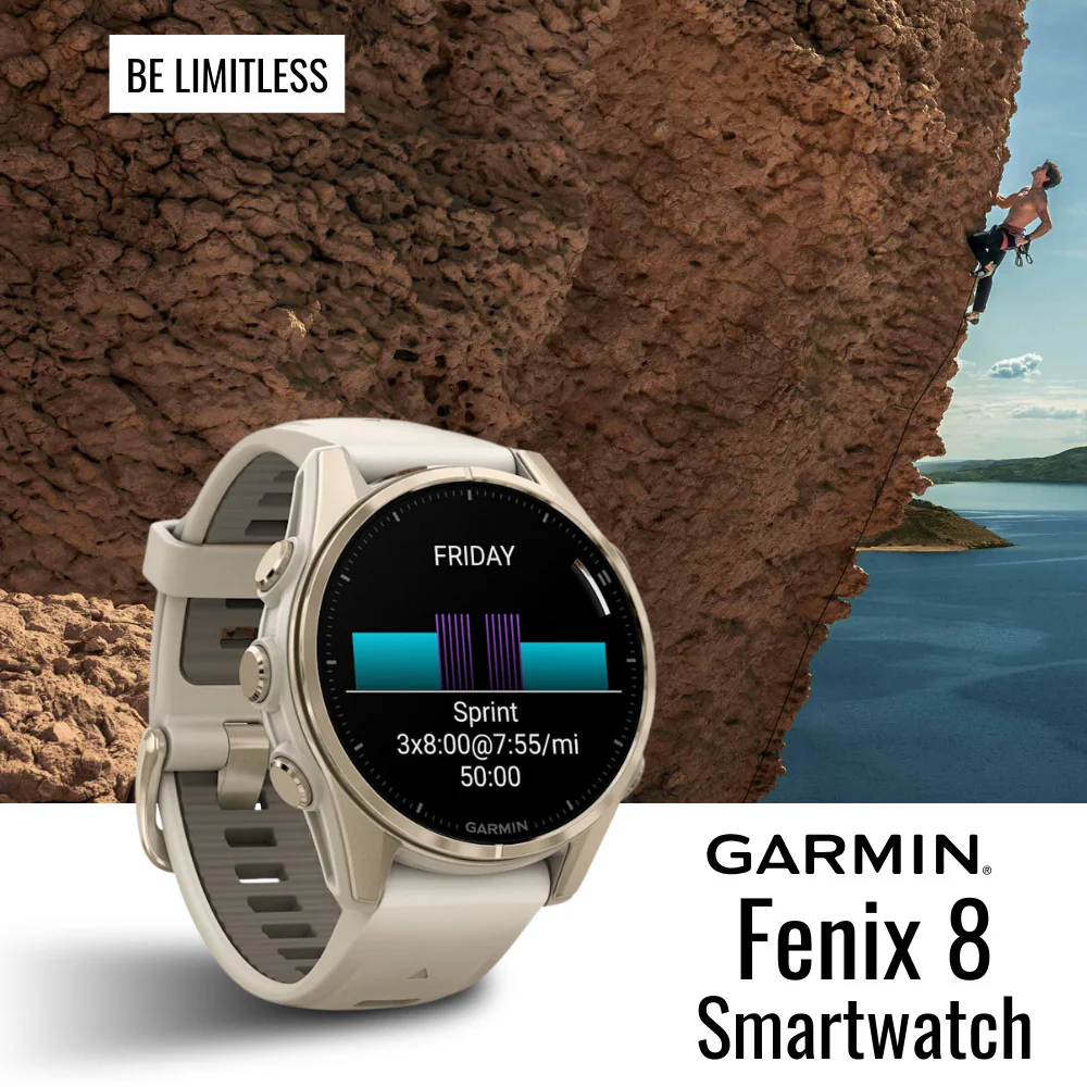 Garmin Fenix 8 AMOLED 43mm GPS Smartwatch (Soft Gold and Fog Gray-Dark Sandstone) Bundle - Image 2