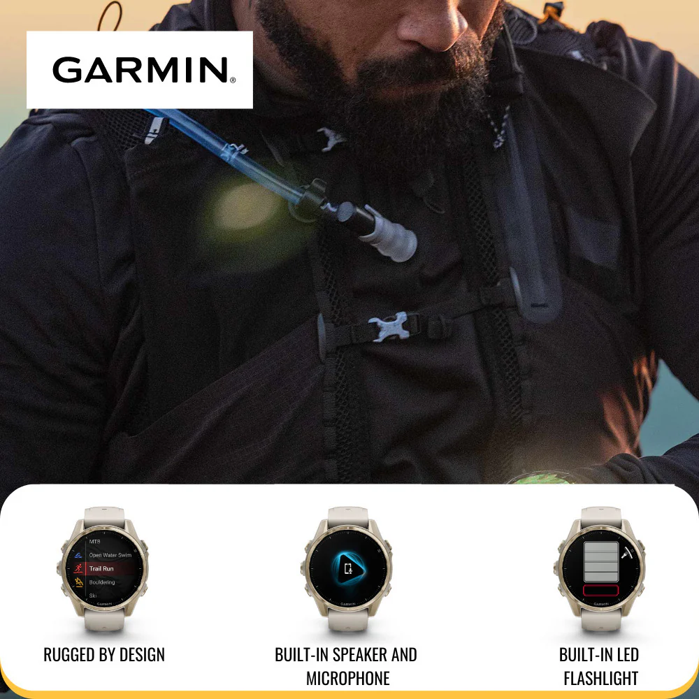 Garmin Fenix 8 AMOLED 43mm GPS Smartwatch (Soft Gold and Fog Gray-Dark Sandstone) Bundle - Image 4