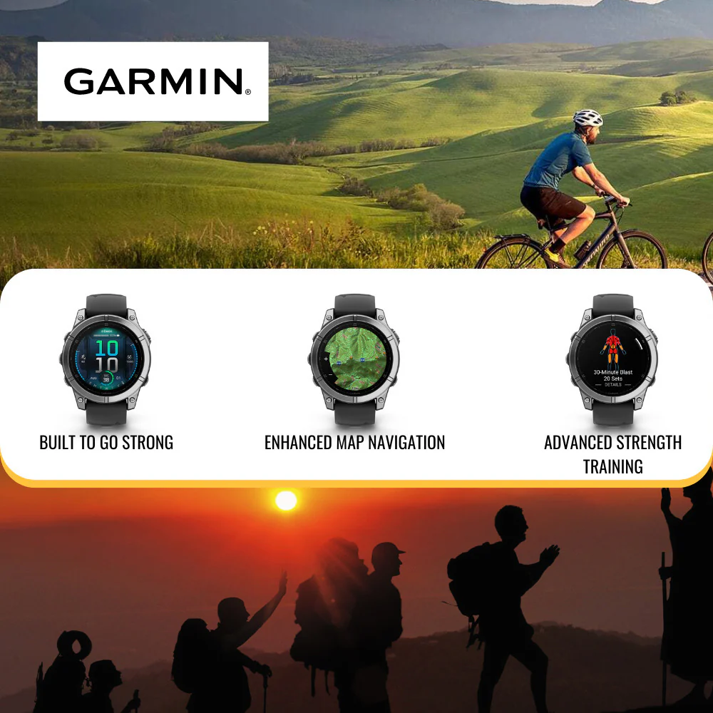 Garmin Fenix E 47mm AMOLED GPS Smartwatch (Slate Steel and Black) with Portable Charger Stand Bundle - Image 4