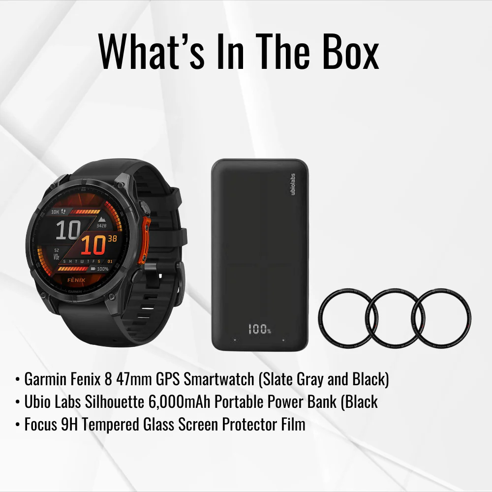 Garmin Fenix 8 47mm GPS Smartwatch (Slate Gray-Black) with Power Bank and Screen Protector Bundle - Image 7