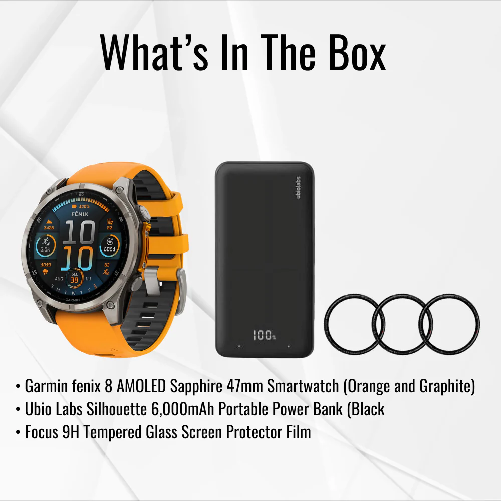 Garmin Fenix 8 Sapphire 47mm GPS Smartwatch (Spark Orange and Graphite) with Power Bank Bundle - Image 7