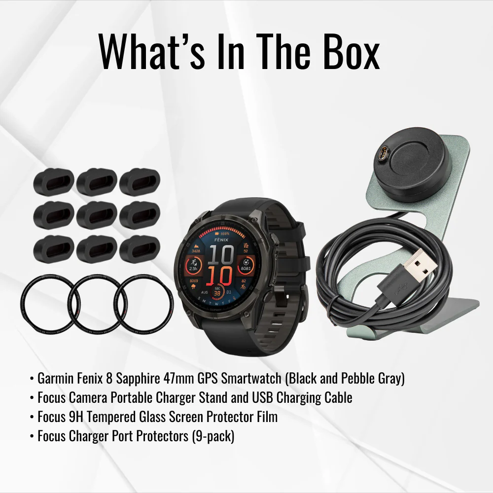 Garmin Fenix 8 Sapphire 47mm GPS Smartwatch (Black and Pebble Gray) and Charger Stand Bundle - Image 7