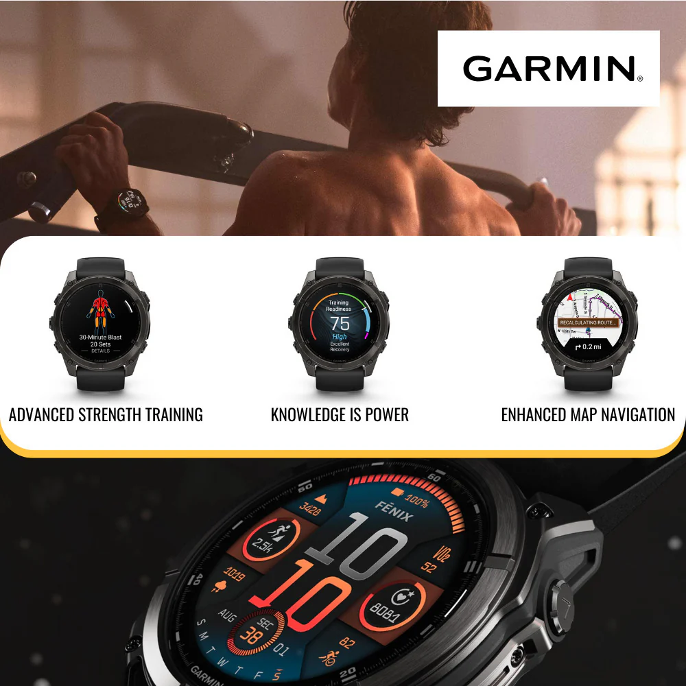 Garmin Fenix 8 51mm GPS Smartwatch with 1.4-Inch AMOLED Display (Slate Gray and Black) Bundle - Image 4