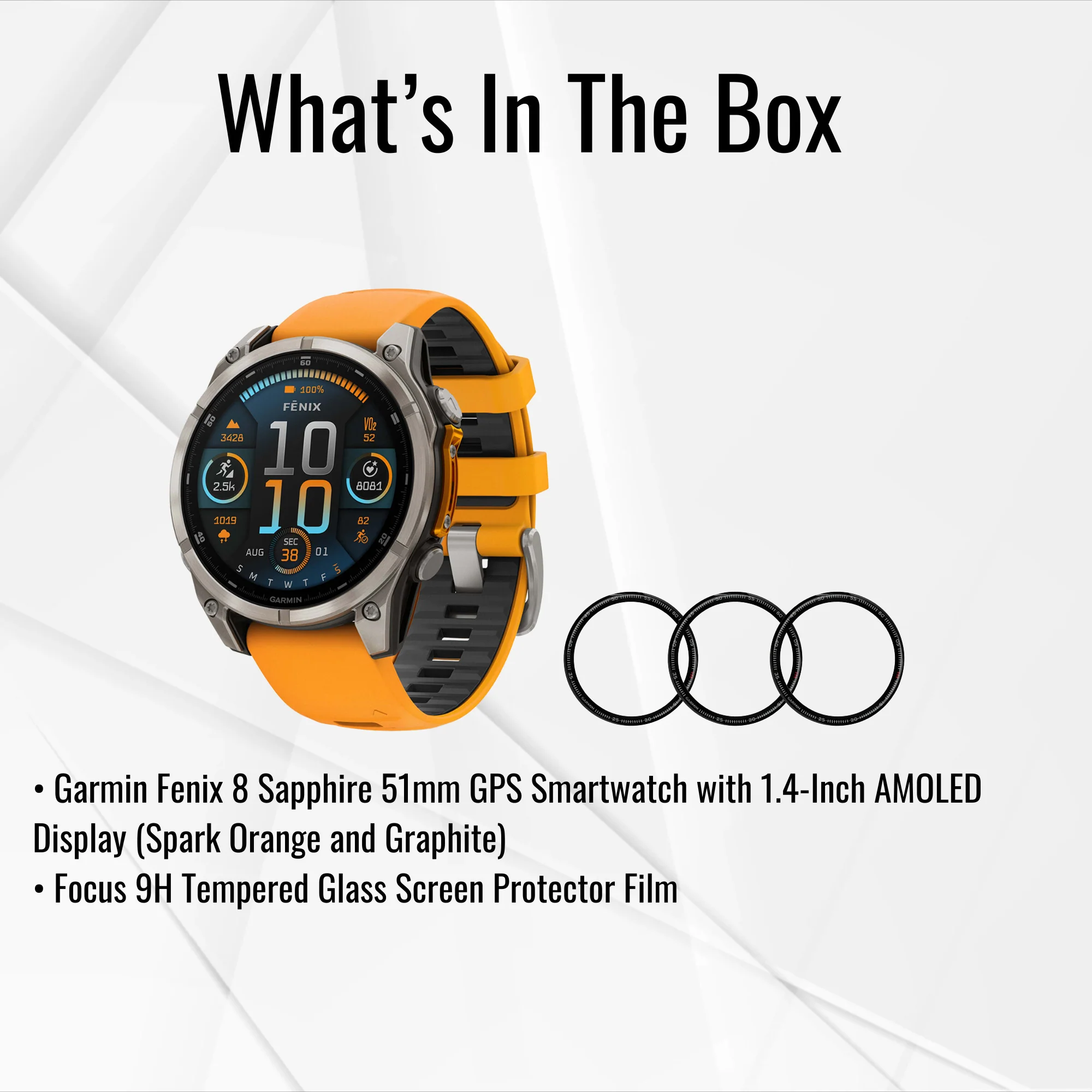 Garmin Fenix 8 Sapphire 51mm GPS Smartwatch and Focus 9H Tempered Glass Screen Protector Bundle - Image 7