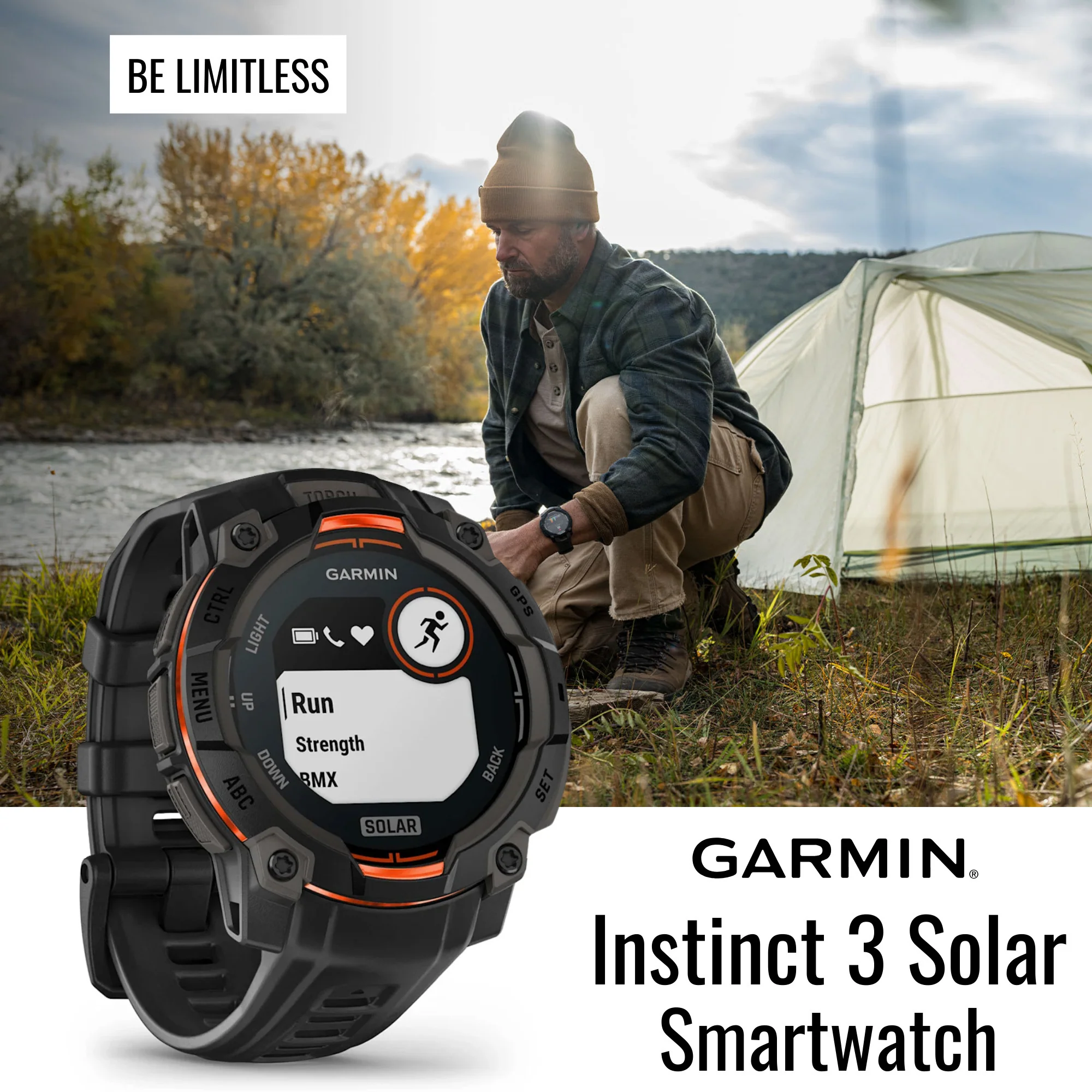 Garmin Instinct 3 45mm Solar GPS Smartwatch with SatIQ Technology (Black) and Charger Stand Bundle - Image 2