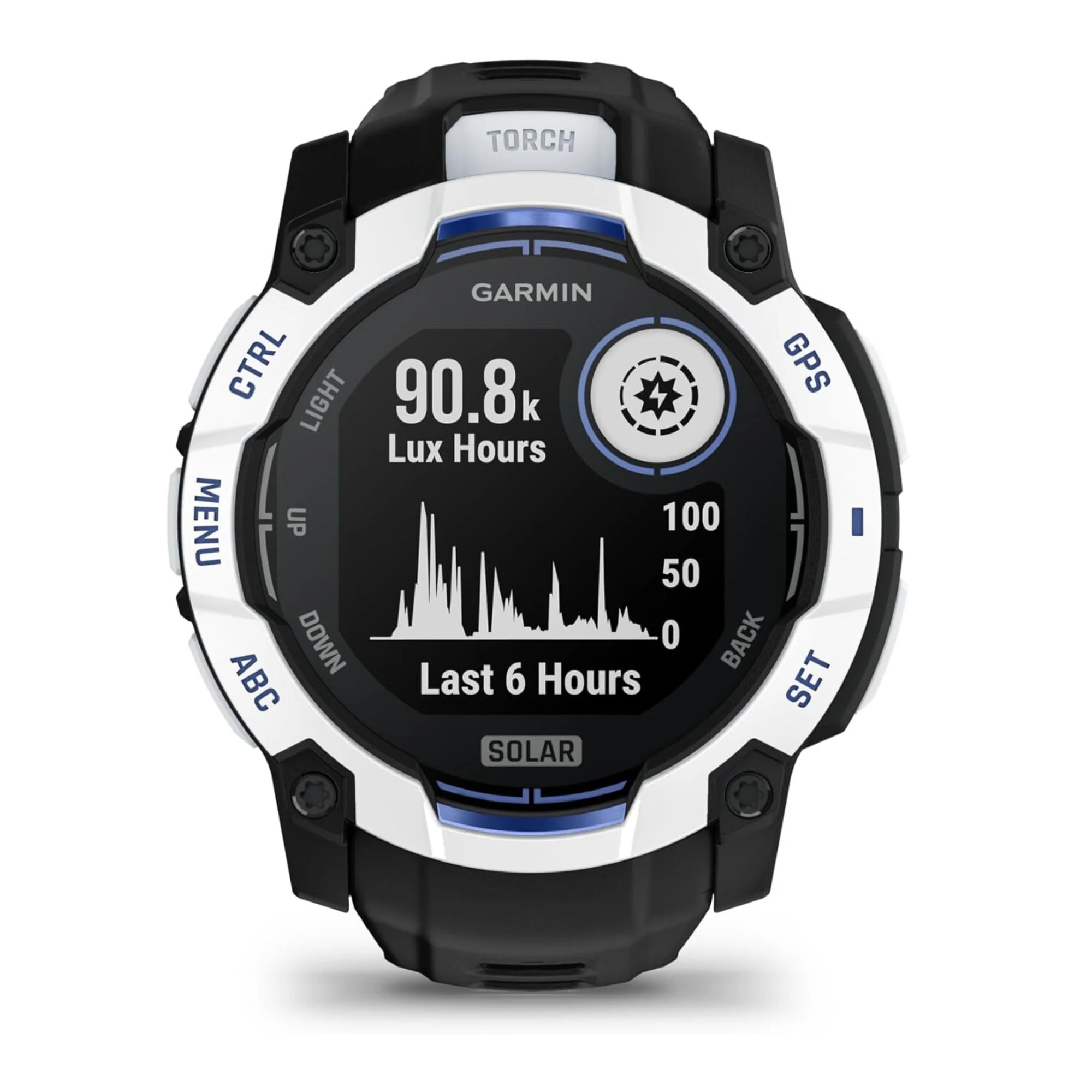 Garmin Instinct 3 50mm GPS Smartwatch (Whitestone/Black with Bolt Blue) - Image 2