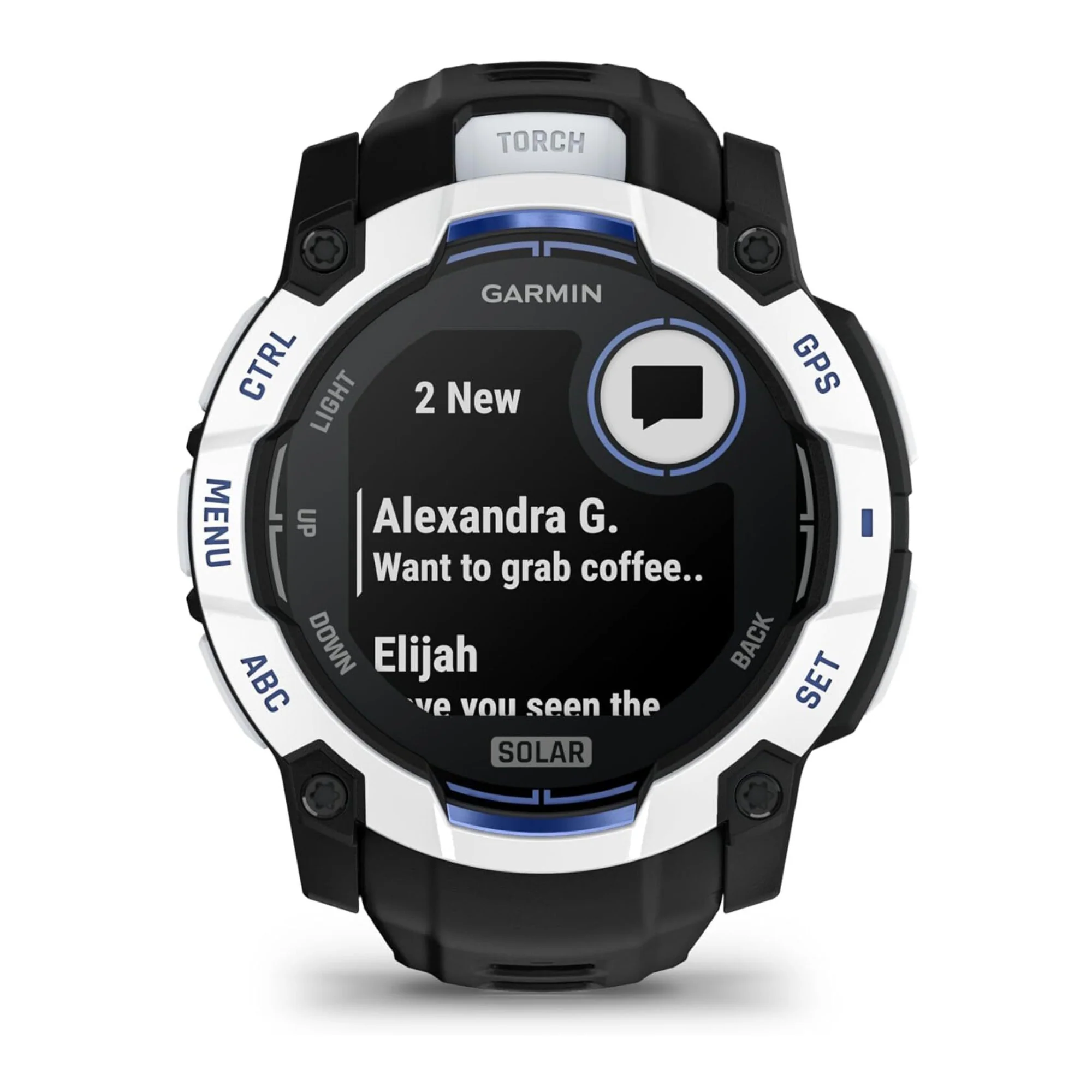 Garmin Instinct 3 50mm GPS Smartwatch (Whitestone/Black with Bolt Blue) - Image 4