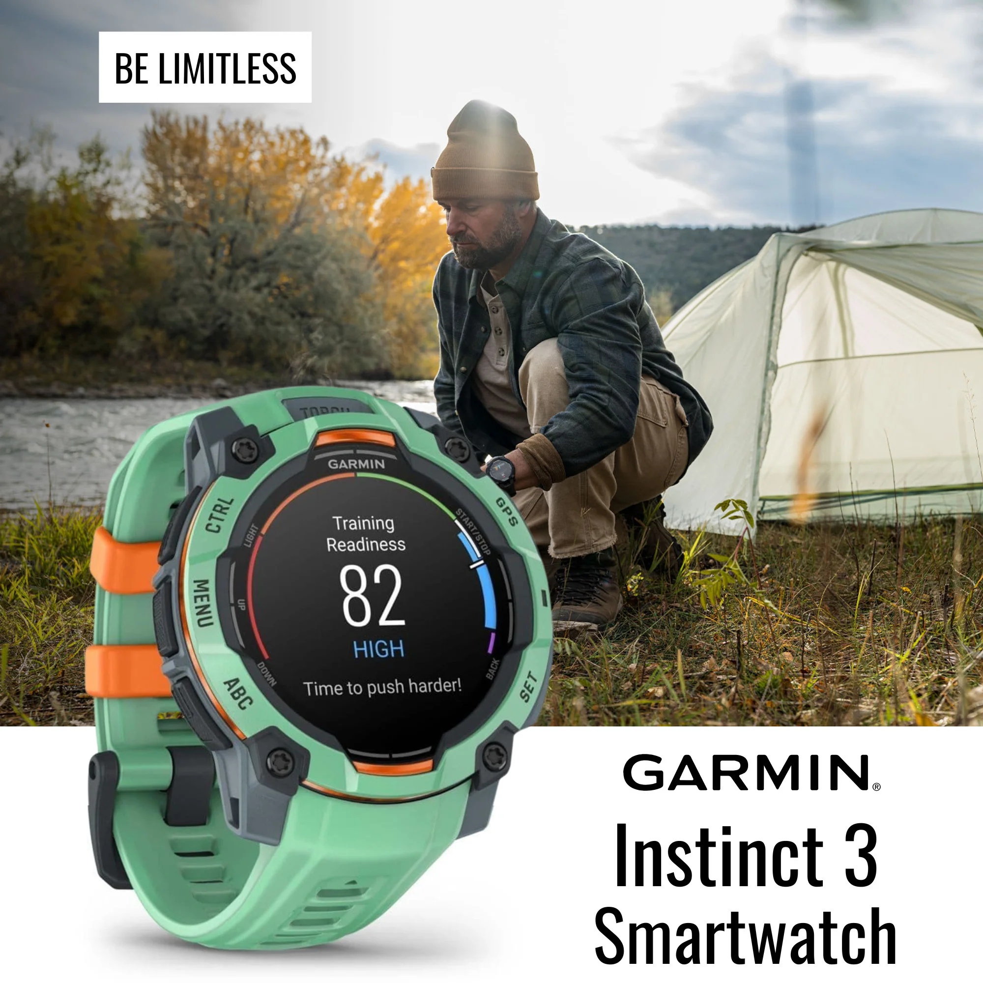 Garmin Instinct 3 45mm AMOLED GPS Smartwatch (Neo Tropic) and Focus Camera Charger Stand Bundle - Image 2