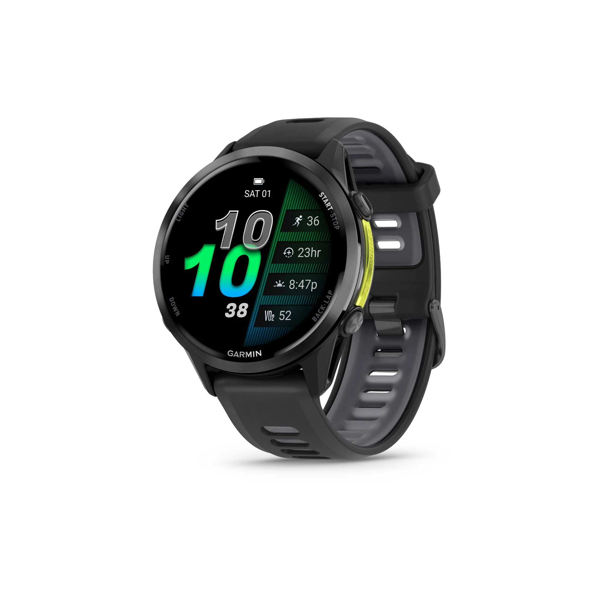 Garmin Forerunner 970 Carbon Gray DLC Titanium, Black Case and Black/Translucent Whitestone Band - Image 2