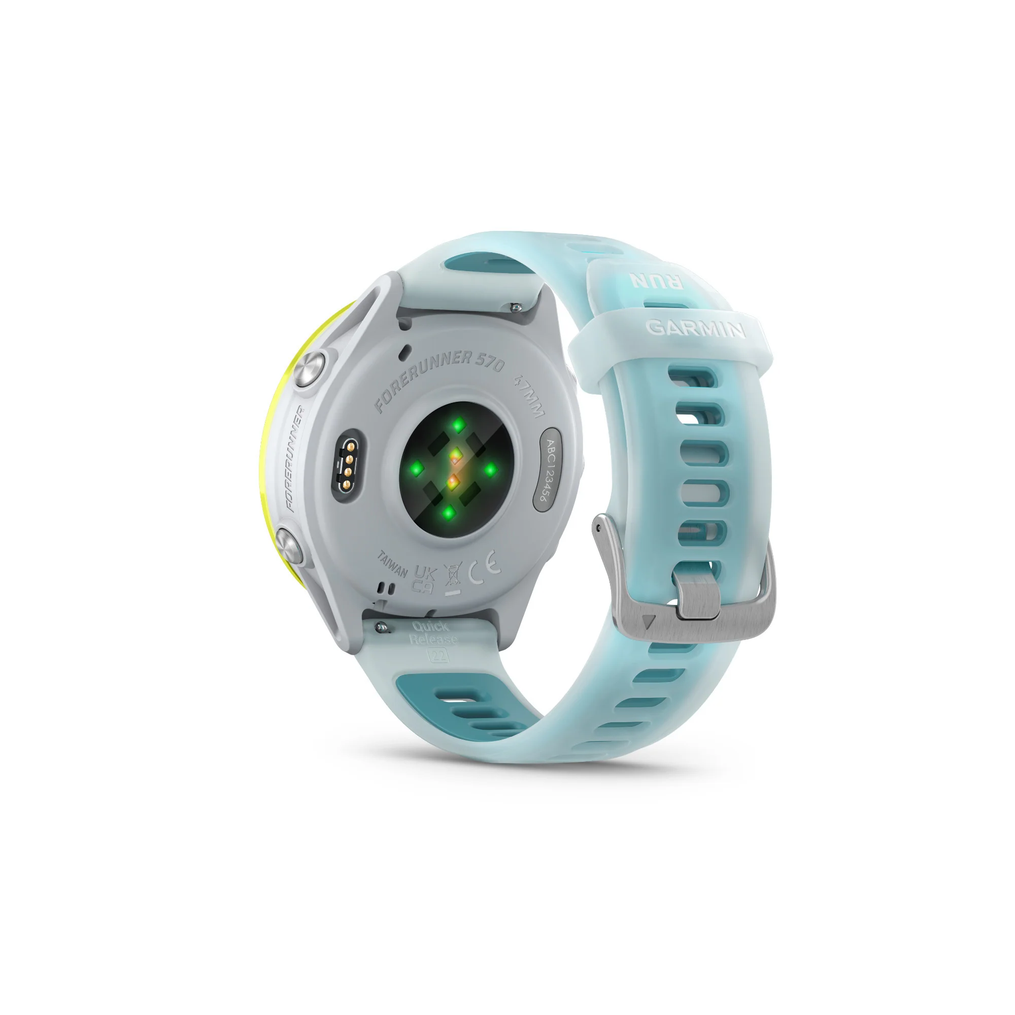 Garmin Forerunner 570 - 47mm GPS Smartwatch Amp Yellow/Whitestone Turquoise Band - Image 3