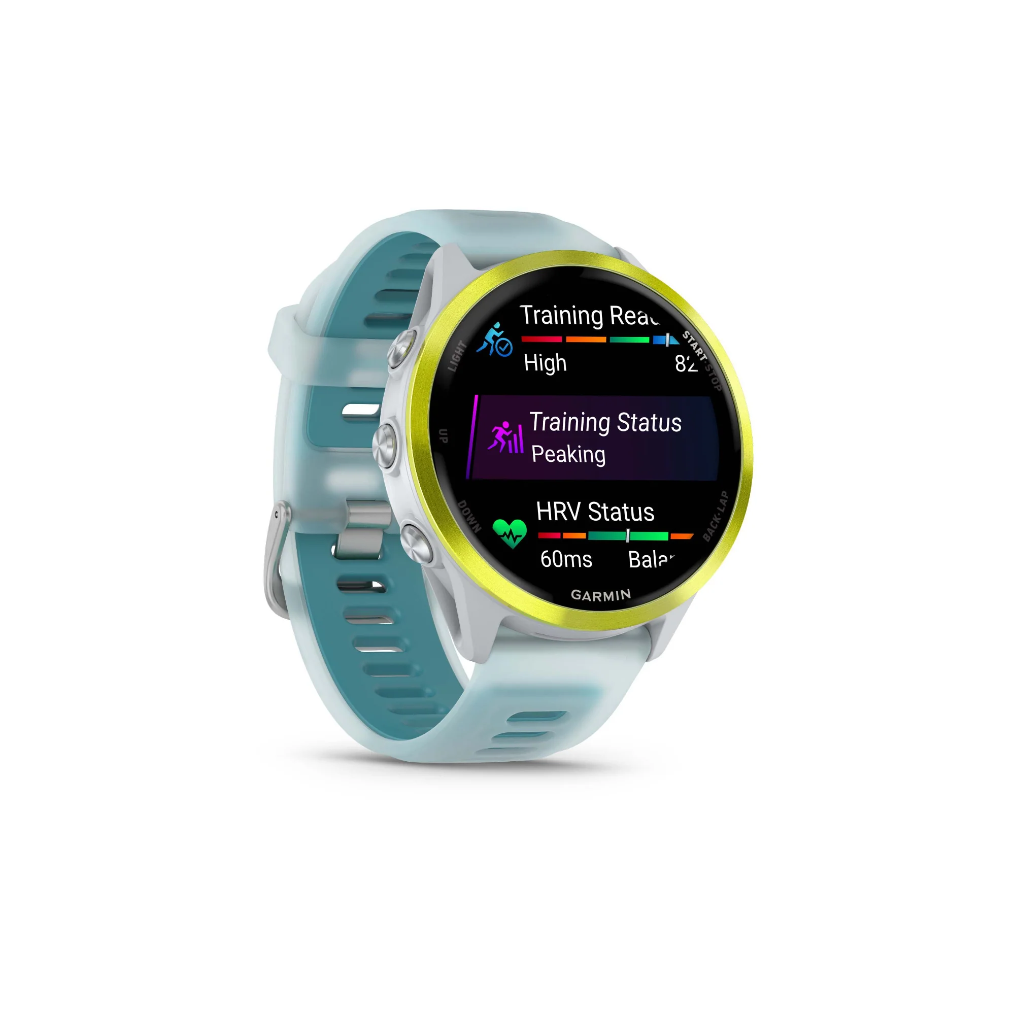 Garmin Forerunner 570 - 47mm GPS Smartwatch Amp Yellow/Whitestone Turquoise Band - Image 7
