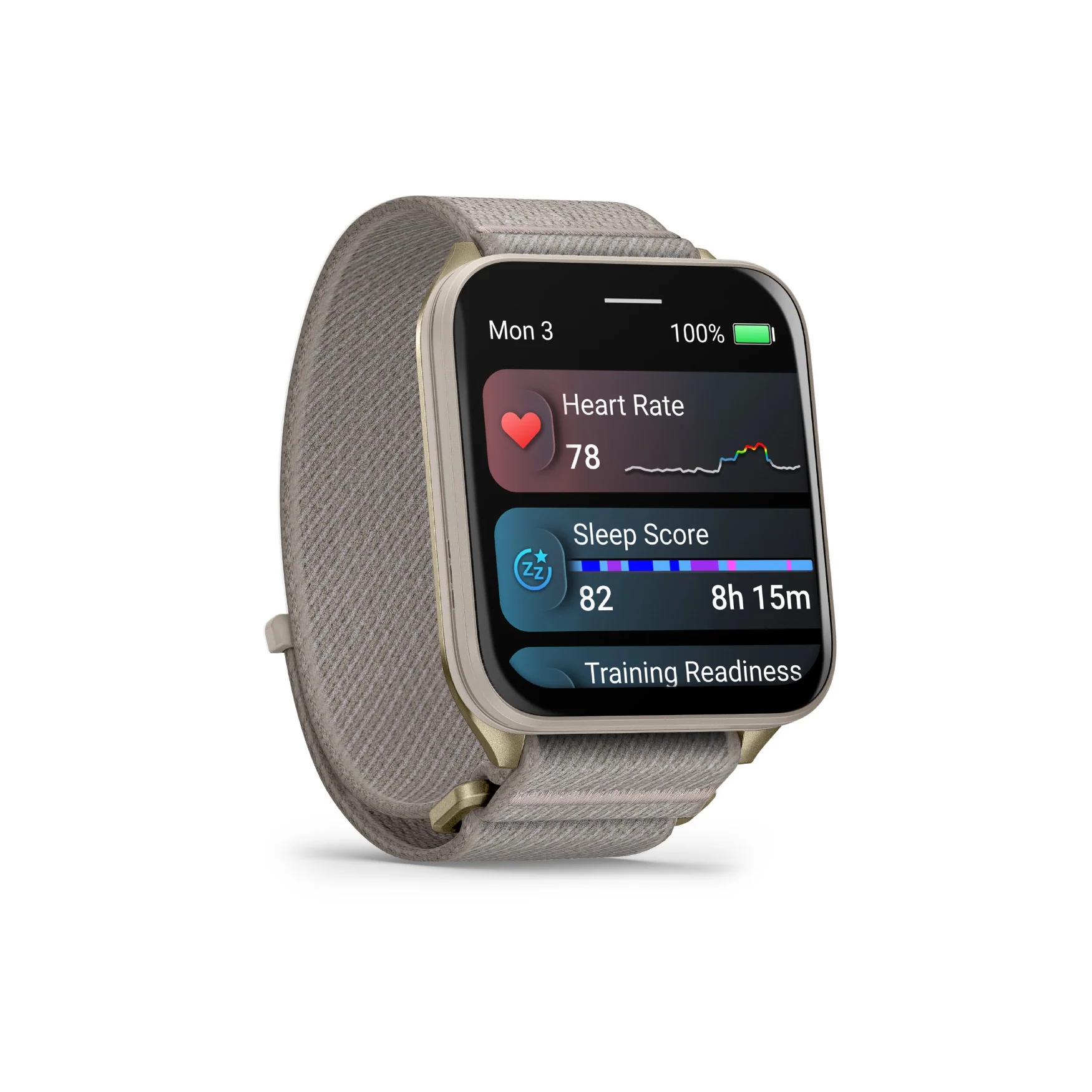 Garmin Venu X1 GPS Smartwatch (Soft Gold Titanium Case, French Gray Nylon Band) - Image 3