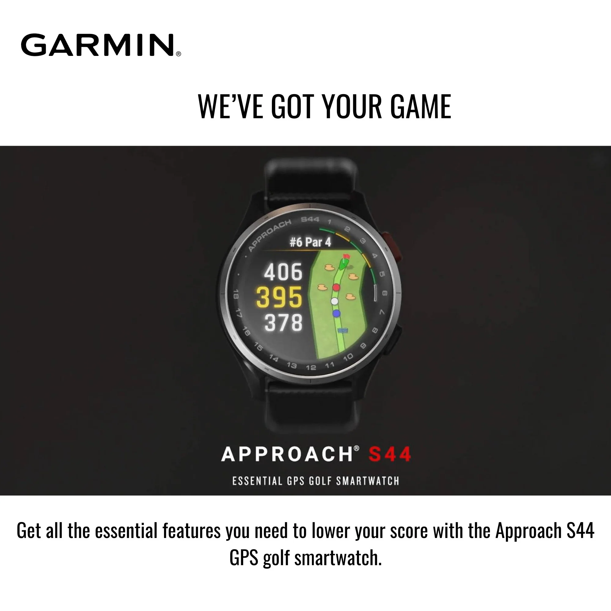 Garmin Approach S44 GPS AMOLED Golf Smartwatch (Silver Aluminum Bezel, Black Silicone Band) Bundle - Image 3