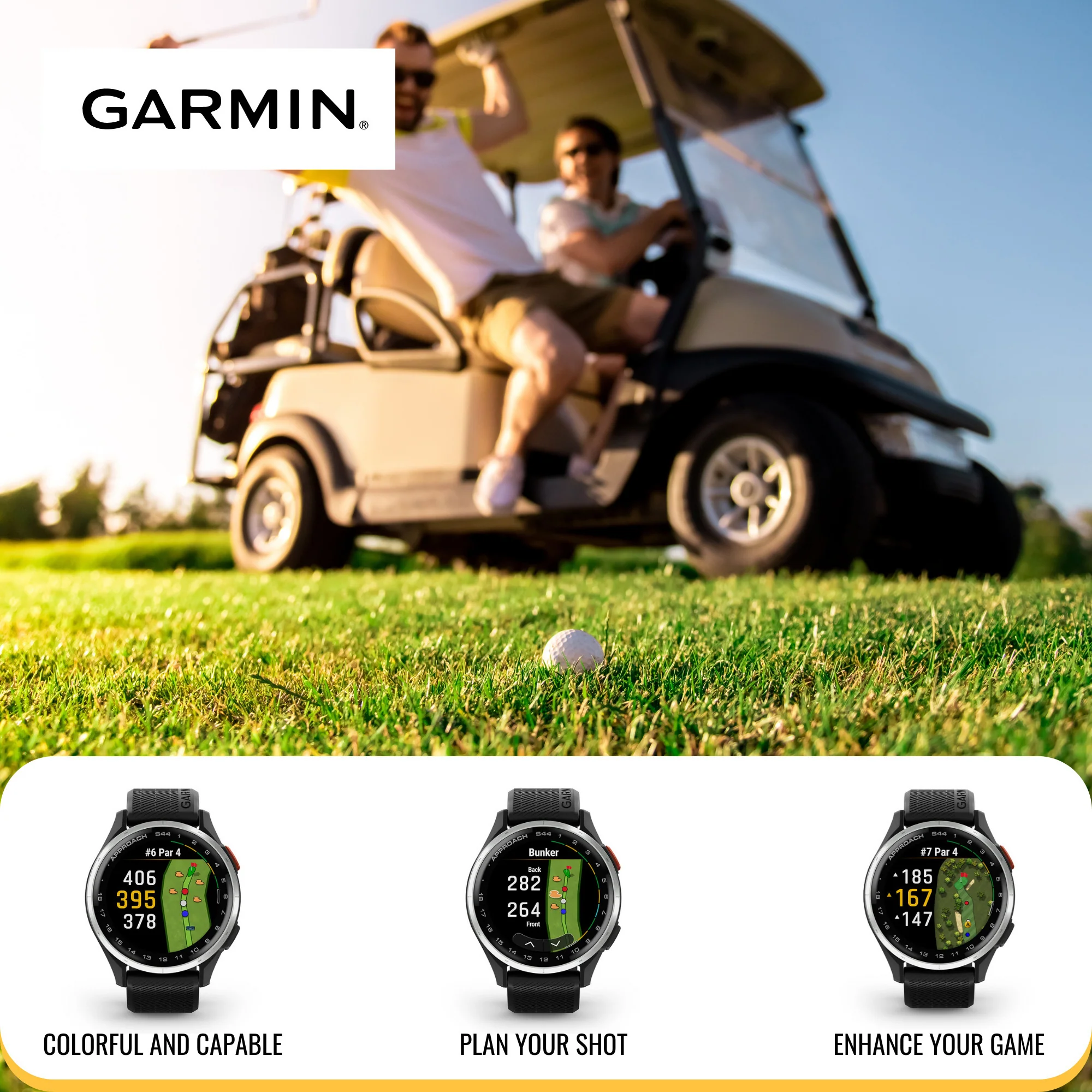 Garmin Approach S44 GPS AMOLED Golf Smartwatch (Silver Aluminum Bezel, Black Silicone Band) Bundle - Image 5