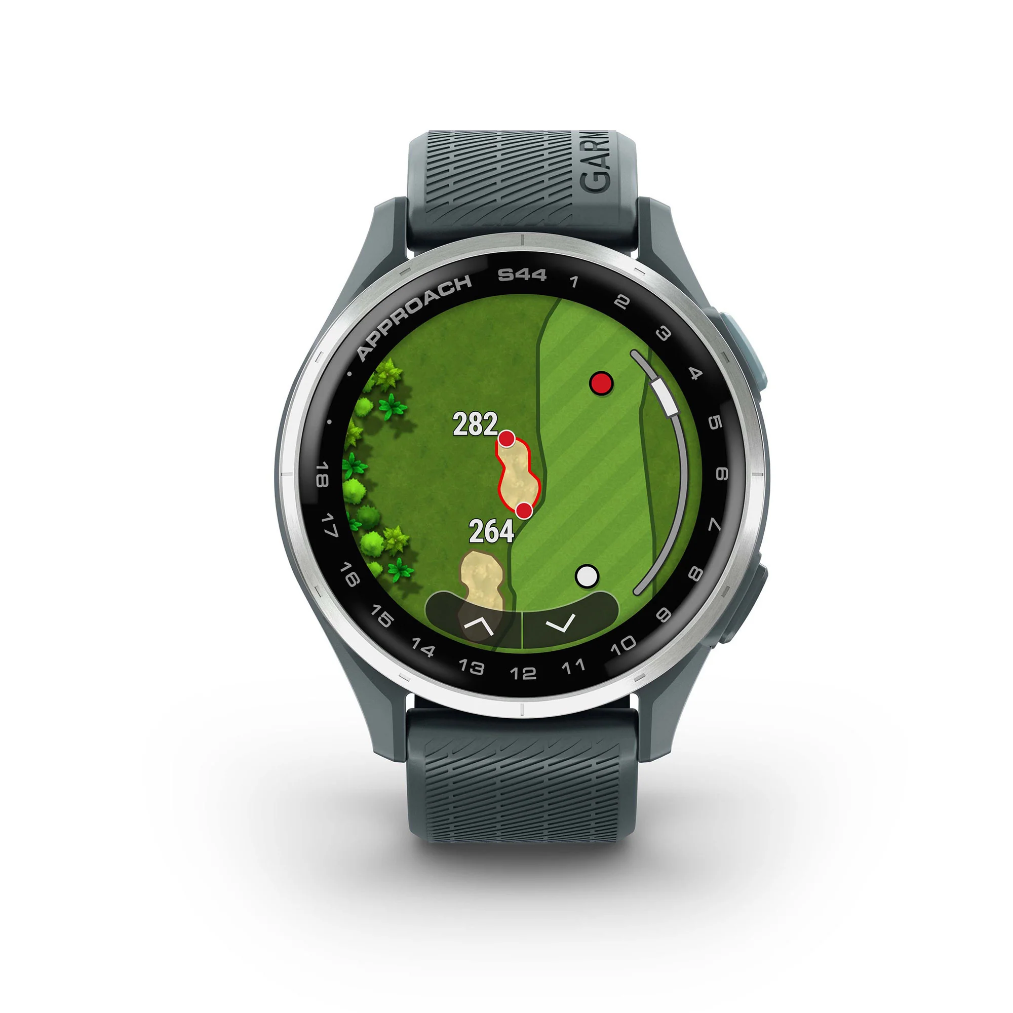Garmin Approach S44 GPS AMOLED Golf Smartwatch (Silver Aluminum Bezel, Twilight Silicone Band) - Image 3