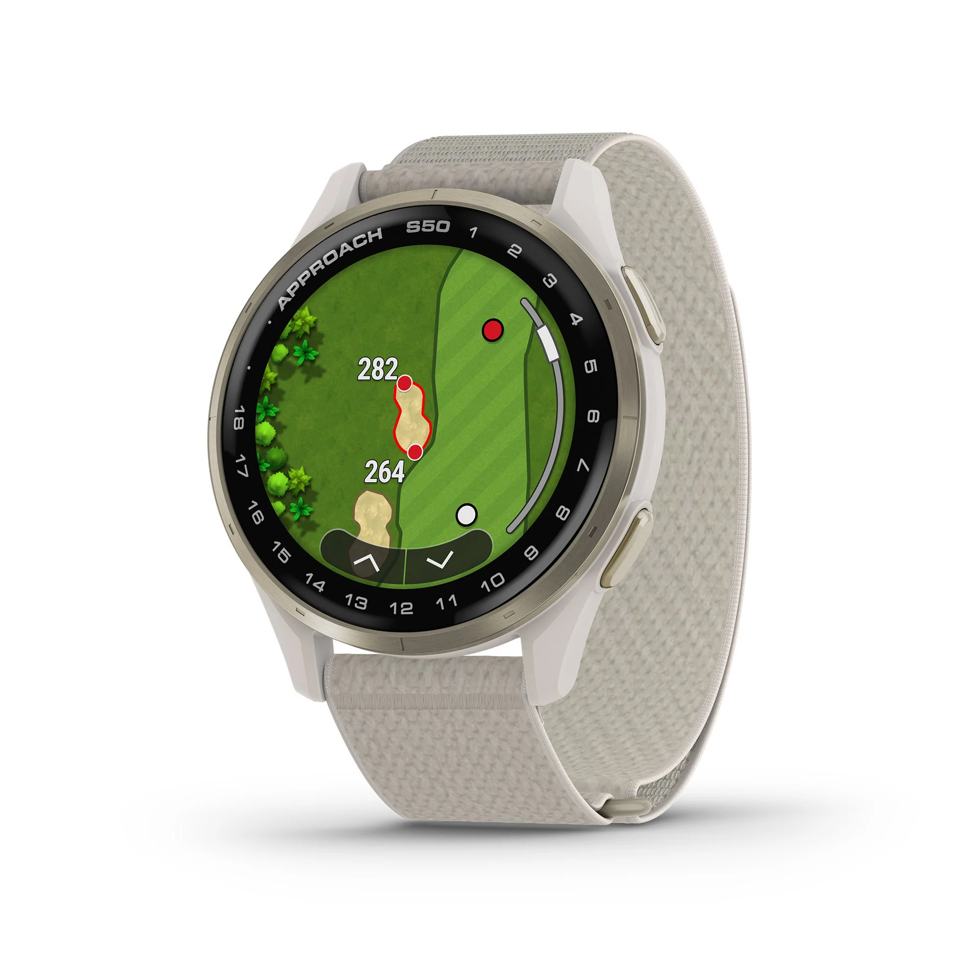 Garmin Approach S50 GPS Golf Smartwatch (Cream Gold Aluminum Bezel, Ivory ComfortFit Nylon Band) - Image 4