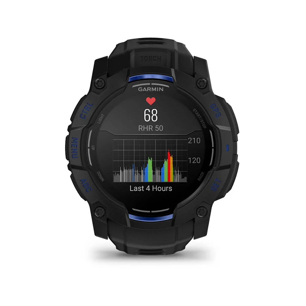 Garmin Instinct 3 AMOLED GPS Smartwatch (Black/Black with Bolt Blue) - Image 7