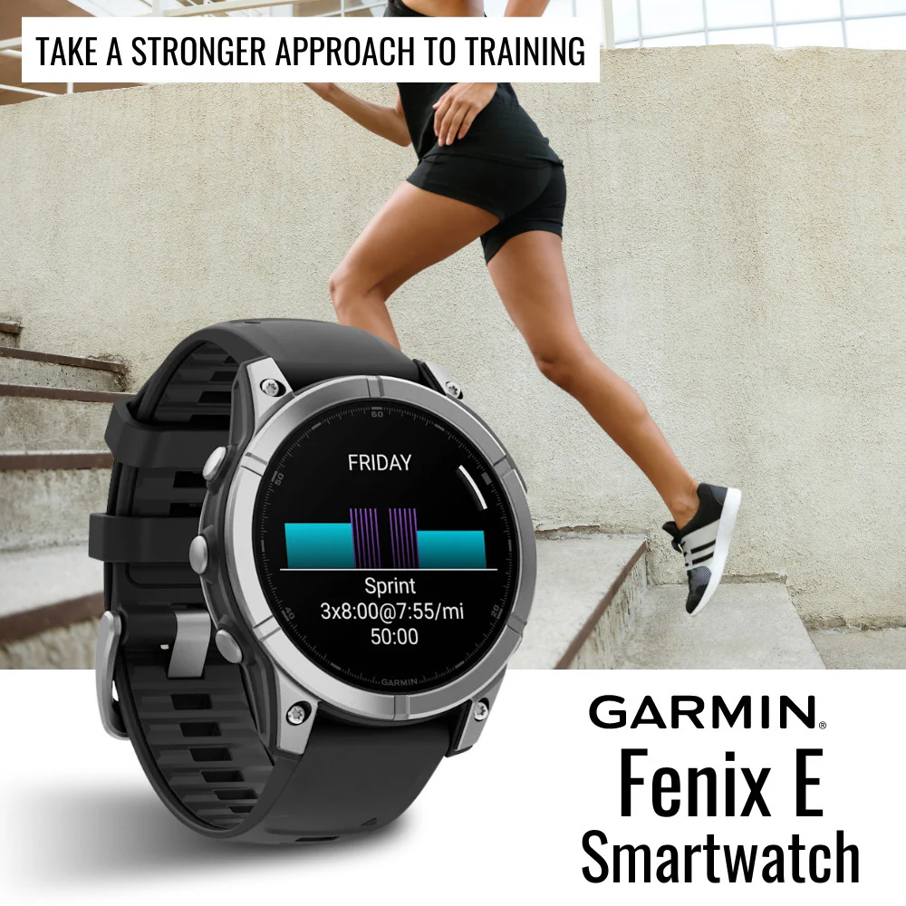 Garmin Fenix E 47mm GPS Smartwatch with 1.3-Inch AMOLED Display (Slate Gray Steel and Black) Bundle - Image 2