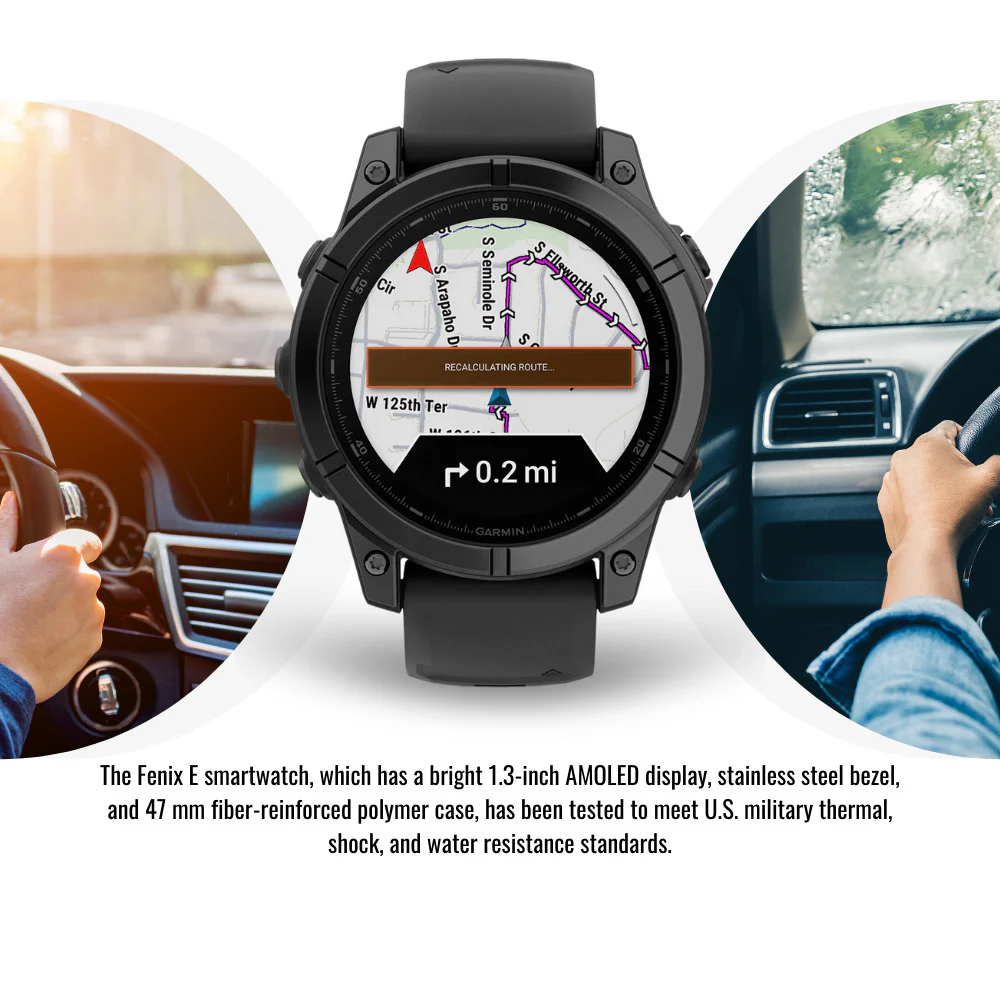 Garmin Fenix E 47mm GPS Smartwatch with 1.3-Inch AMOLED Display (Slate Gray Steel and Black) Bundle - Image 3