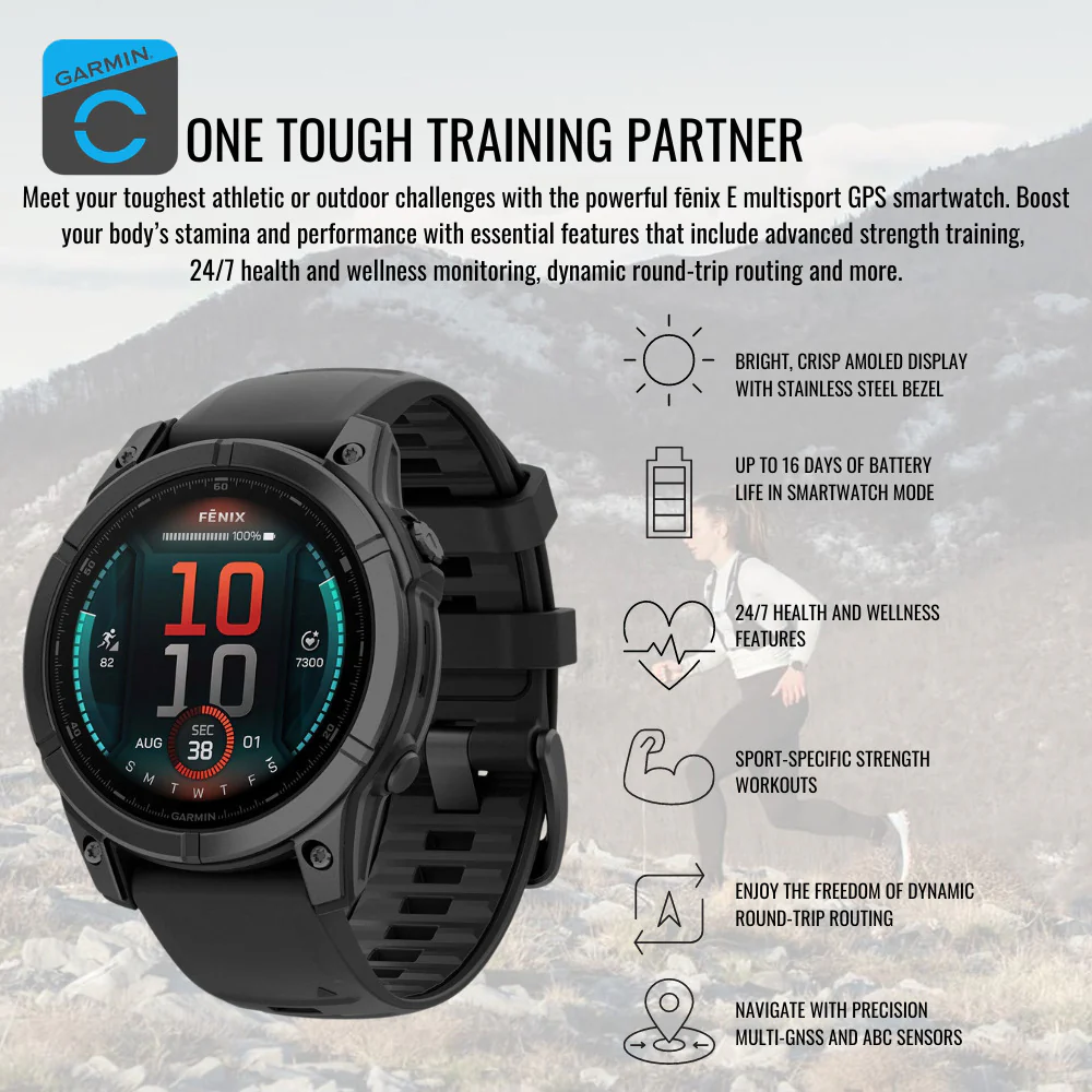 Garmin Fenix E 47mm GPS Smartwatch with 1.3-Inch AMOLED Display (Slate Gray Steel and Black) Bundle - Image 5