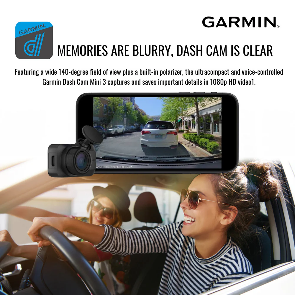 Garmin Dash Cam Mini 3 Ultra-Compact 1080p Camera (Black) with 64GB MicroSDXC Memory Card Bundle - Image 3