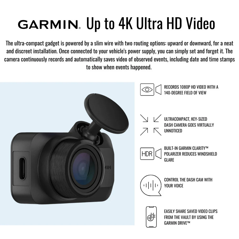 Garmin Dash Cam Mini 3 Ultra-Compact 1080p Camera (Black) with Dash Camera Accessory Bundle - Image 5