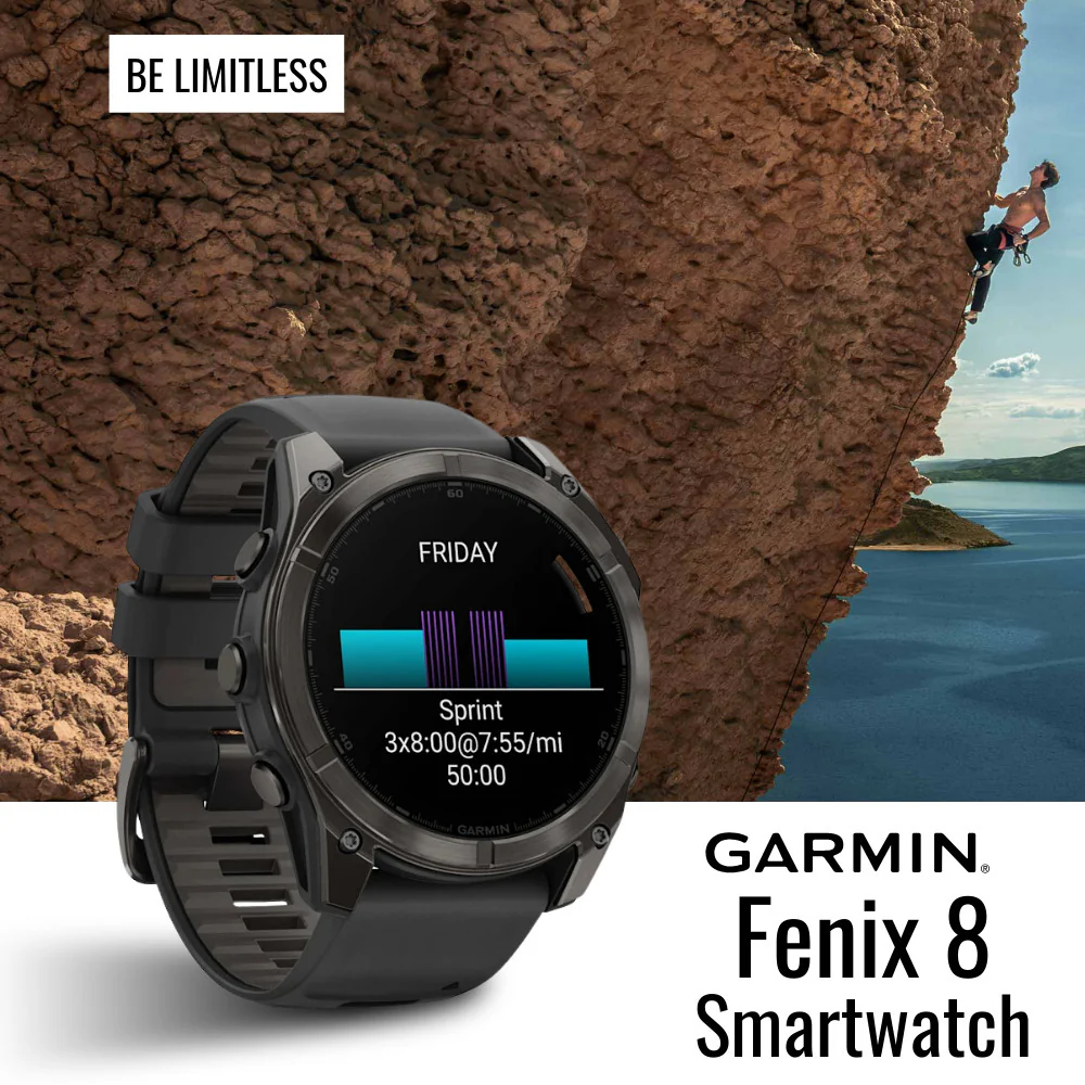 Garmin Fenix 8 AMOLED Sapphire 47mm GPS Smartwatch (Black and Pebble Gray) with Hard Case Bundle - Image 2