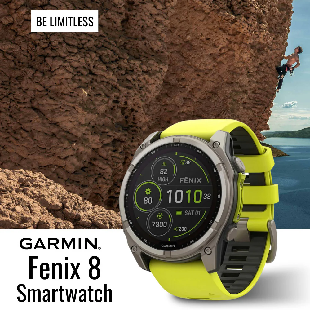 Garmin Fenix 8 Sapphire Solar 51mm Smartwatch (Amp Yellow and Graphite) with Hard Case Bundle - Image 2